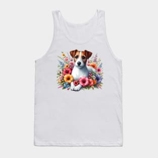 A jack russel terrier decorated with beautiful colorful flowers. Tank Top